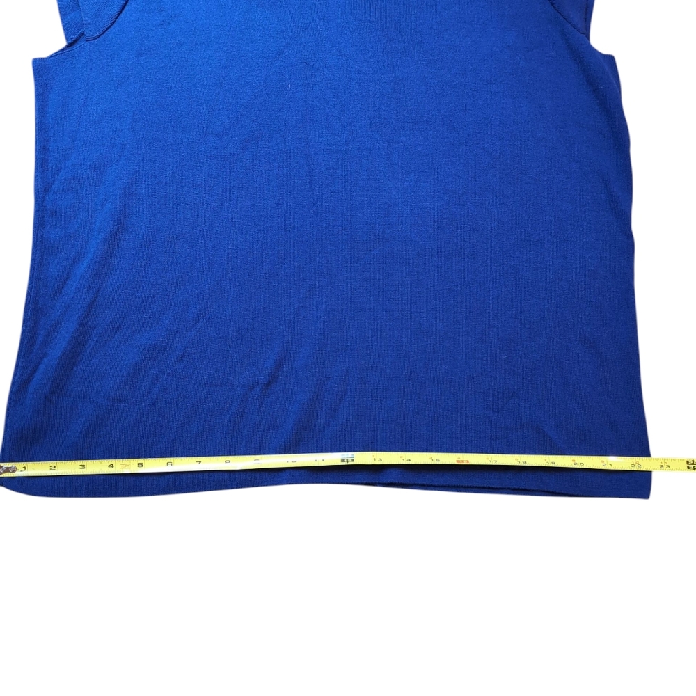 Talbots Woman Cap Sleeve Sweater, V-neck Cotton, Sleeveless, 2X, Soft Blue Top - Picture 7 of 11